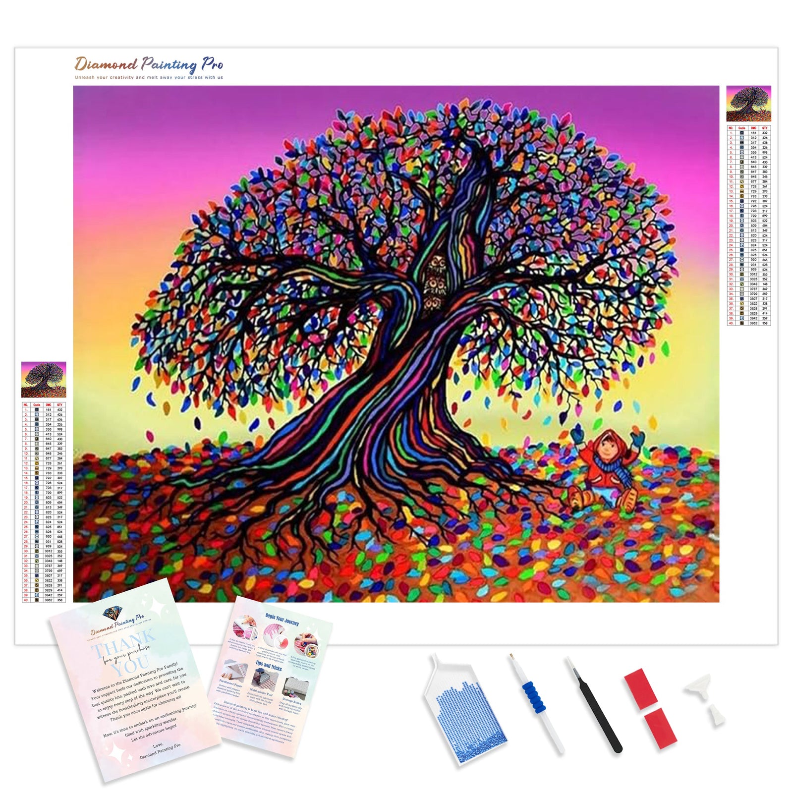 Rainbow Dreams and Falling Leaves | Diamond Painting Kit - Full Drill - Square or Round Diamonds with AB Drills Option