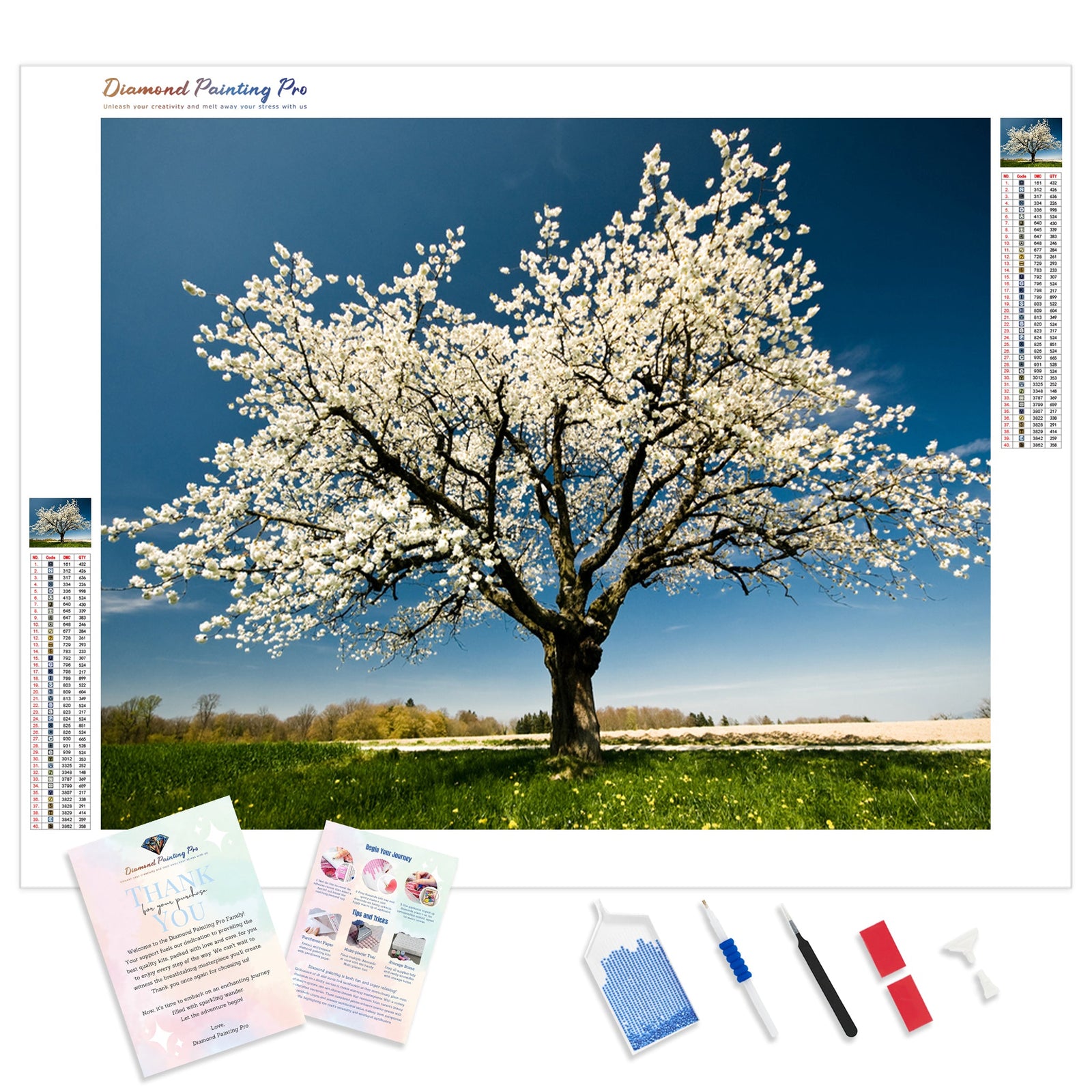 White Tree | Diamond Painting Kit - Full Drill - Square or Round Diamonds with AB Drills Option