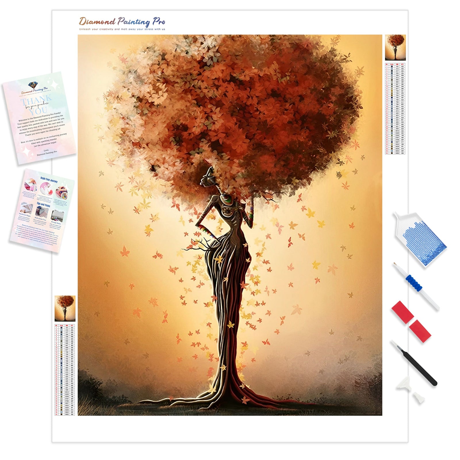 African Woman Abstract Tree | Diamond Painting Kit - Full Drill - Square or Round Diamonds with AB Drills Option