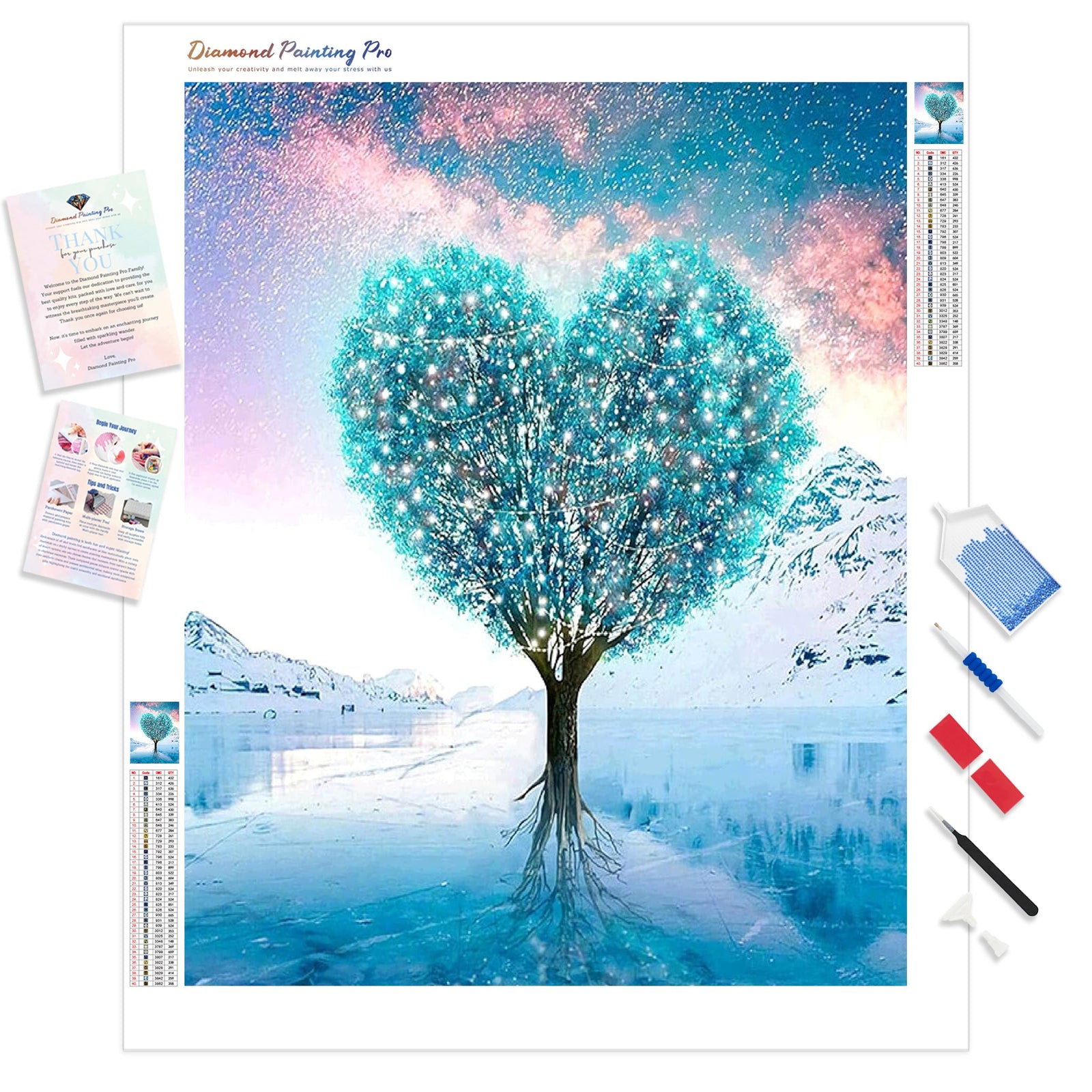 Blue Love Tree | Diamond Painting Kit - Full Drill - Square or Round Diamonds with AB Drills Option