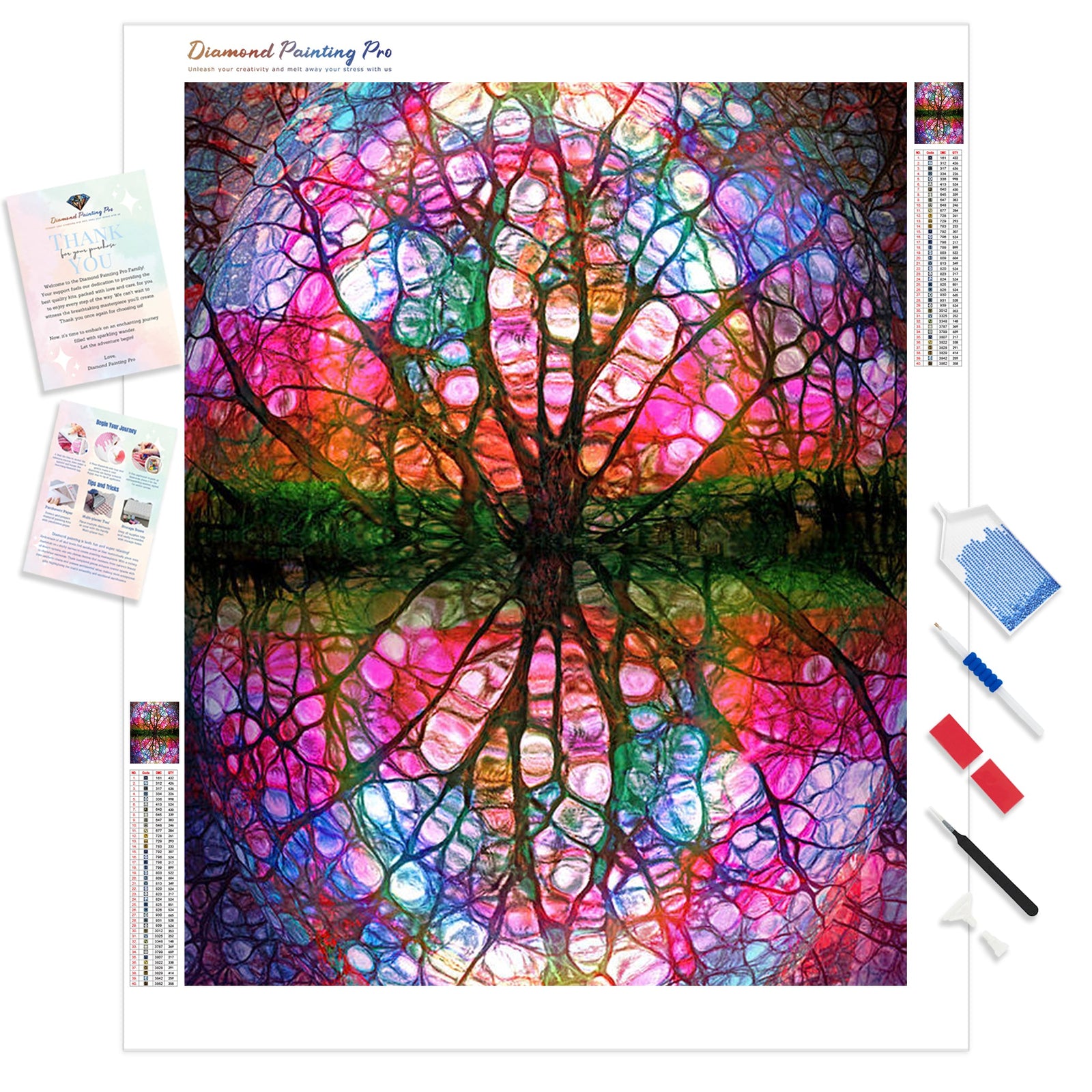 Color Landscape Tree | Diamond Painting Kit - Full Drill - Square or Round Diamonds with AB Drills Option