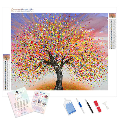 Colorful Tree Abstract | Diamond Painting Kit - Full Drill - Square or Round Diamonds with AB Drills Option