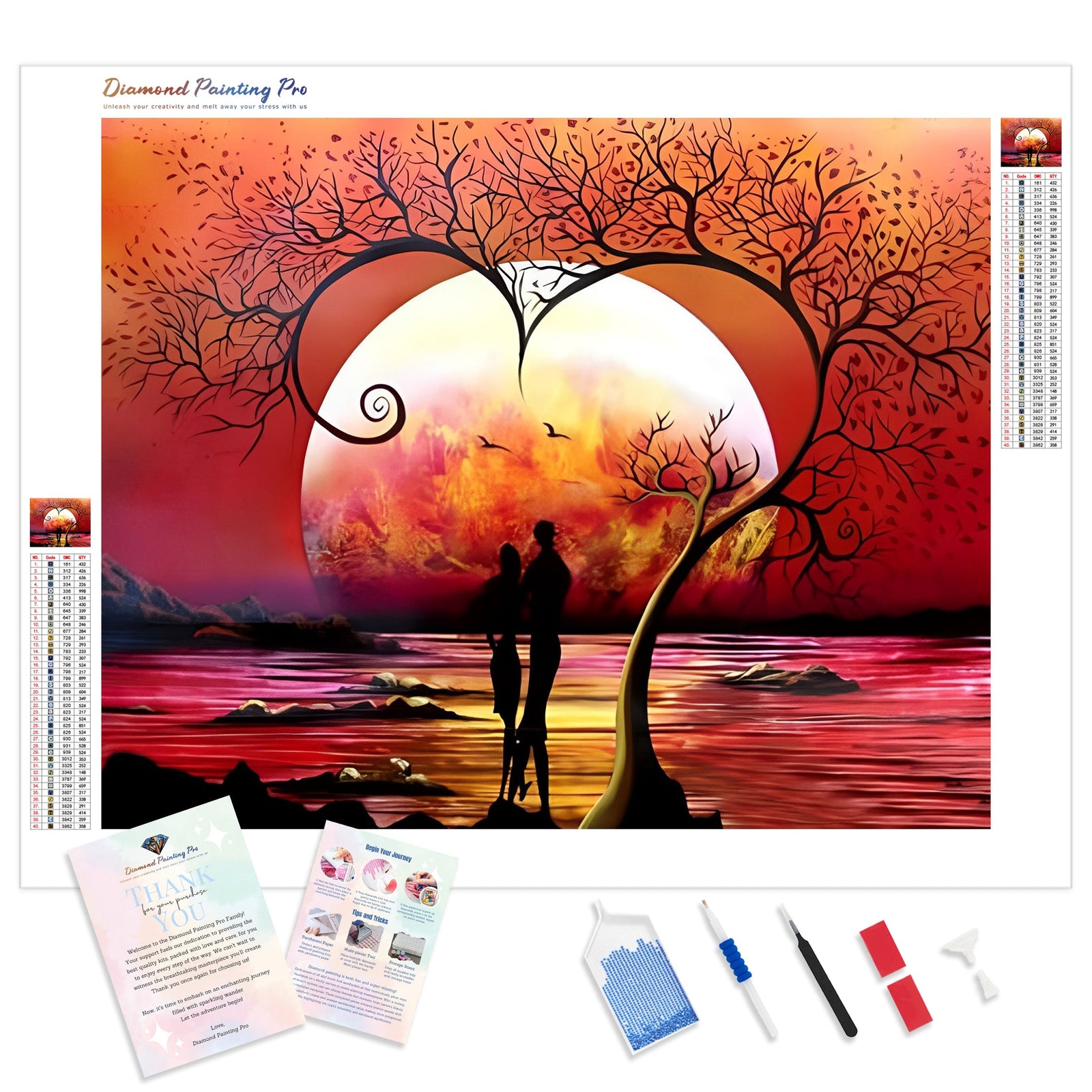 Lovers & Tree | Diamond Painting Kit - Full Drill - Square or Round Diamonds with AB Drills Option