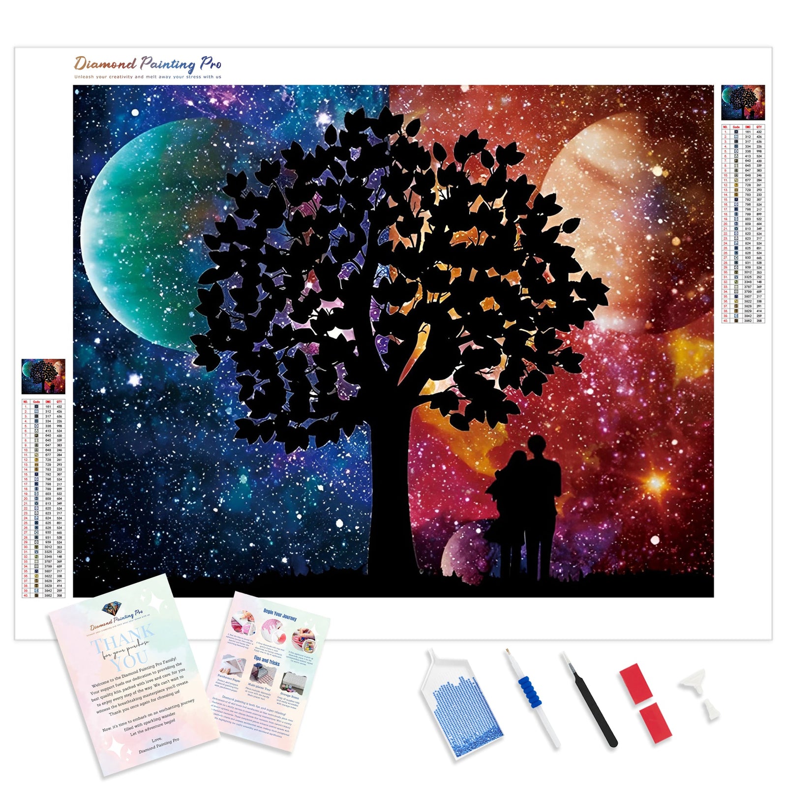 Moon Tree Romance | Diamond Painting Kit - Full Drill - Square or Round Diamonds with AB Drills Option