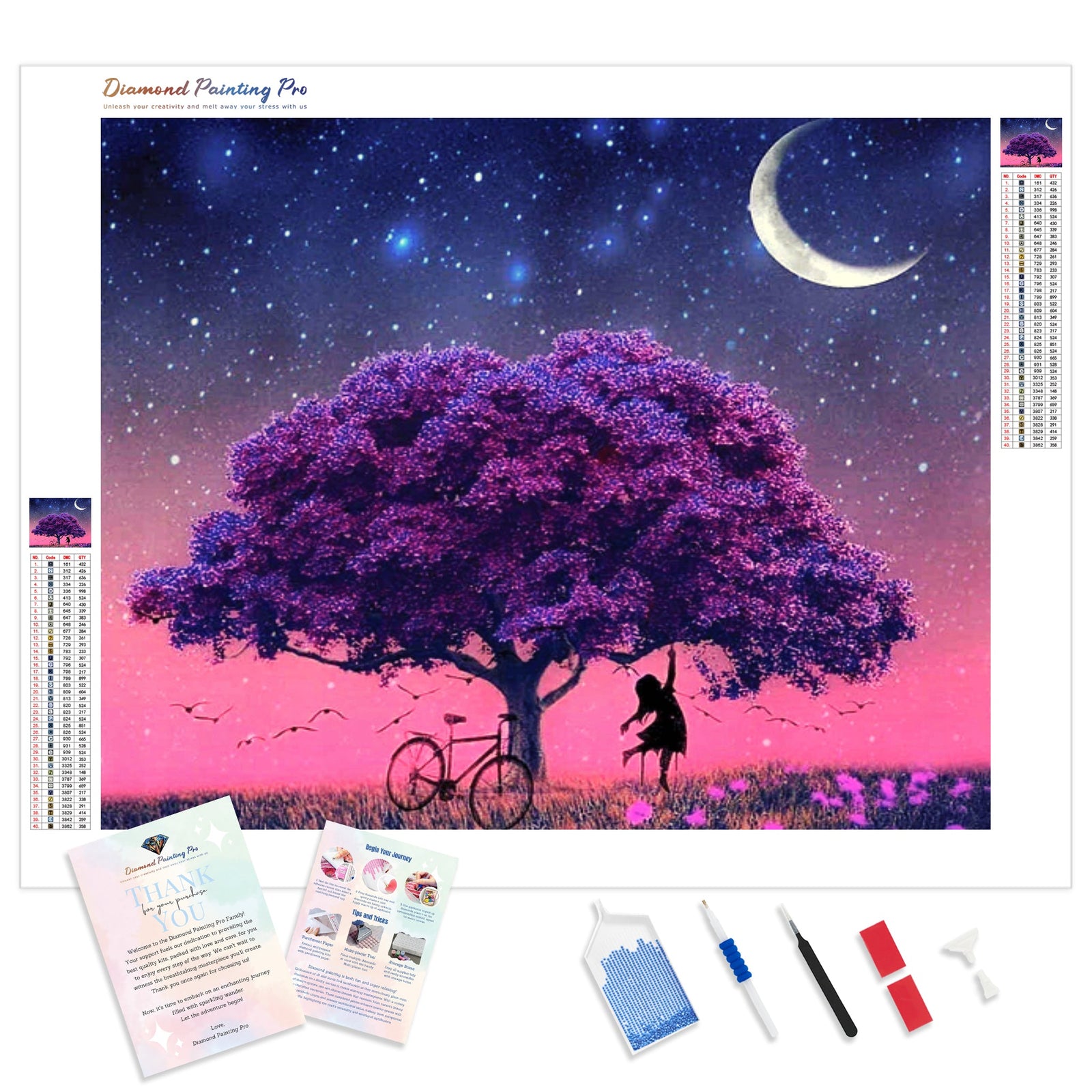 Purple Tree Moon | Diamond Painting Kit - Full Drill - Square or Round Diamonds with AB Drills Option