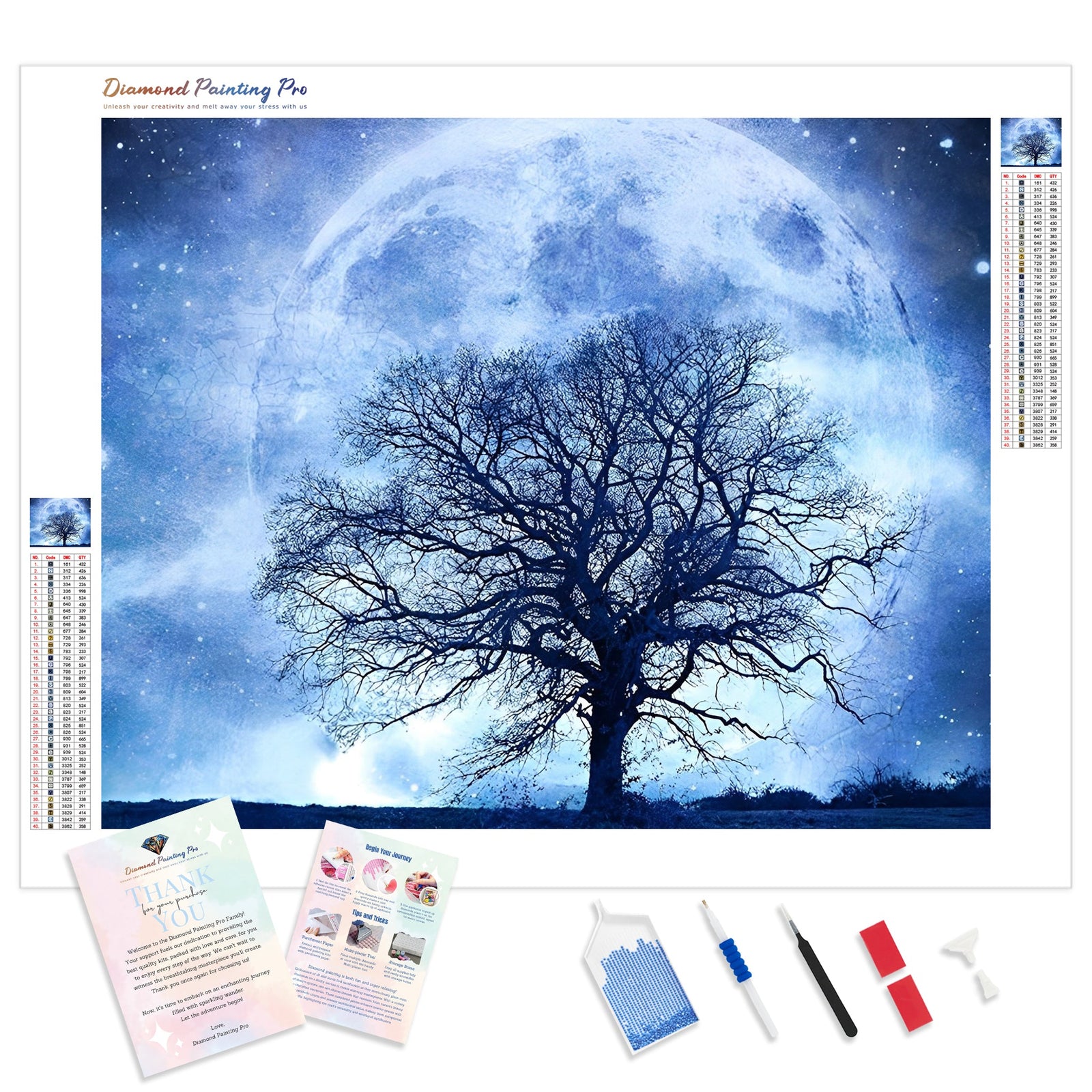 Tree Moon | Diamond Painting Kit - Full Drill - Square or Round Diamonds with AB Drills Option