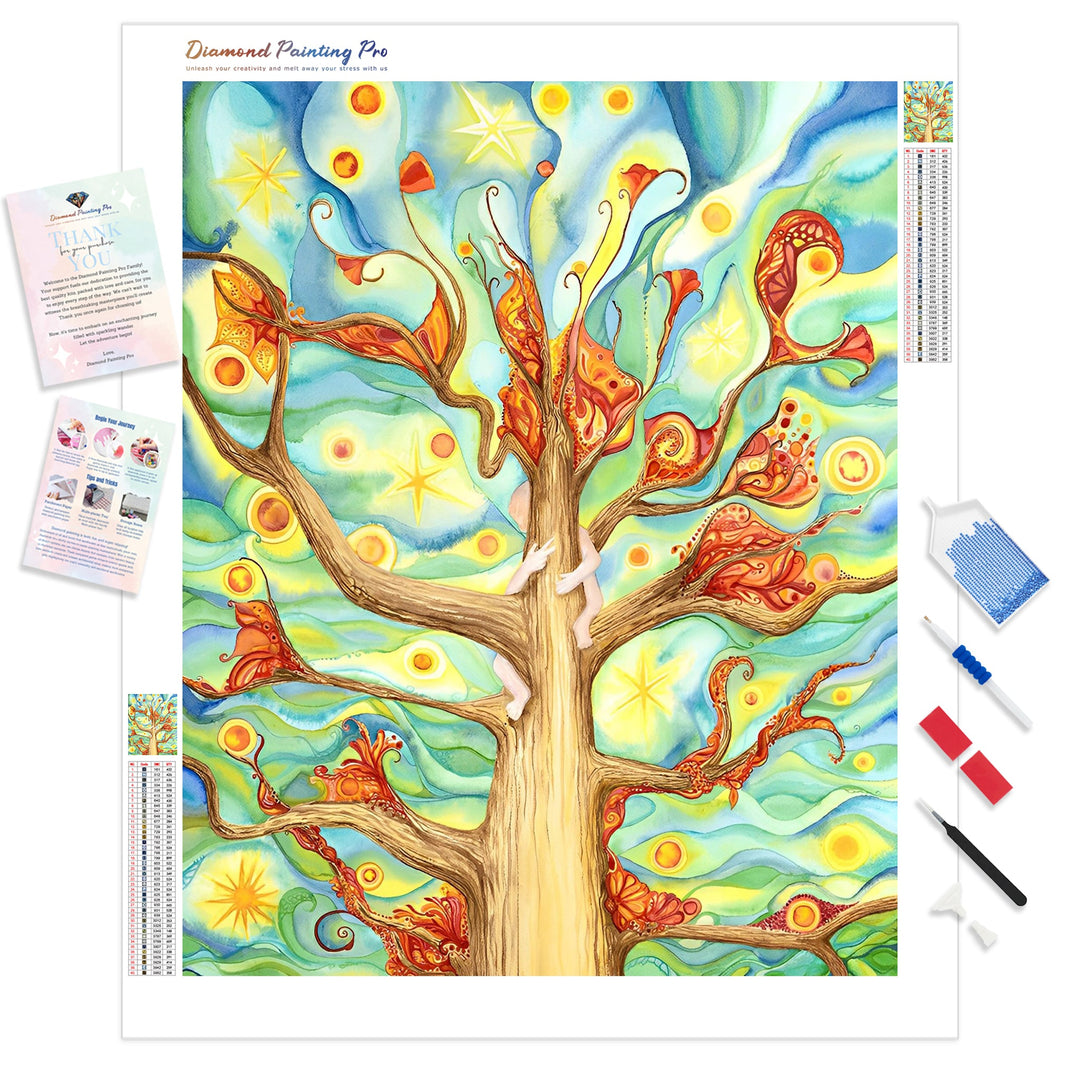 Abstract Fluid Tree | Diamond Painting Kit - Full Drill - Square or Round Diamonds with AB Drills Option