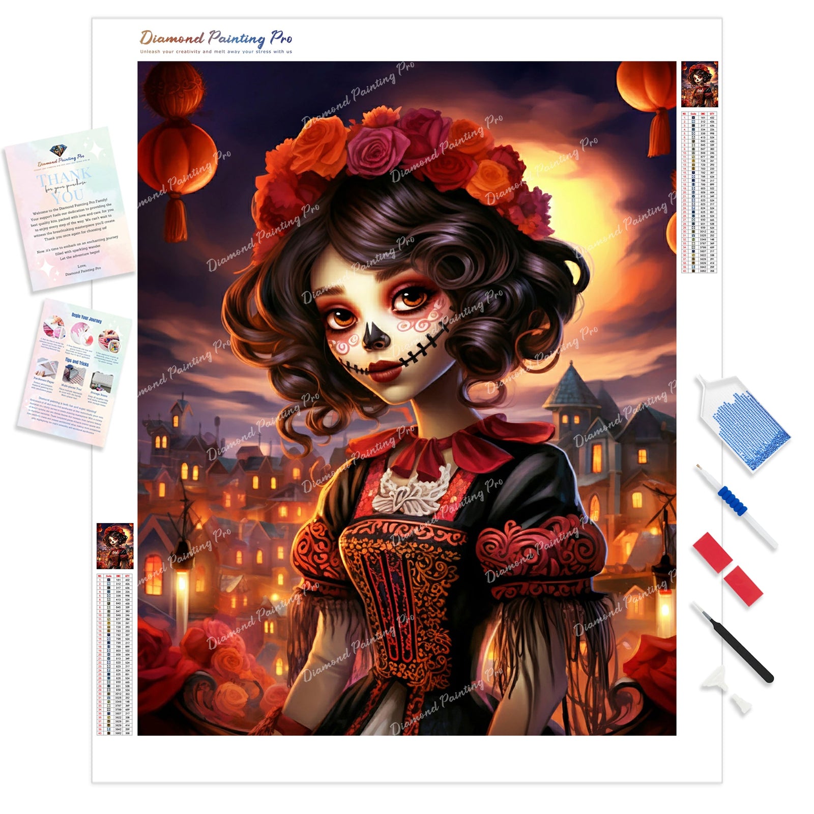 La Catrina's Charm | Diamond Painting Kit - Full Drill - Square or Round Diamonds with AB Drills Option