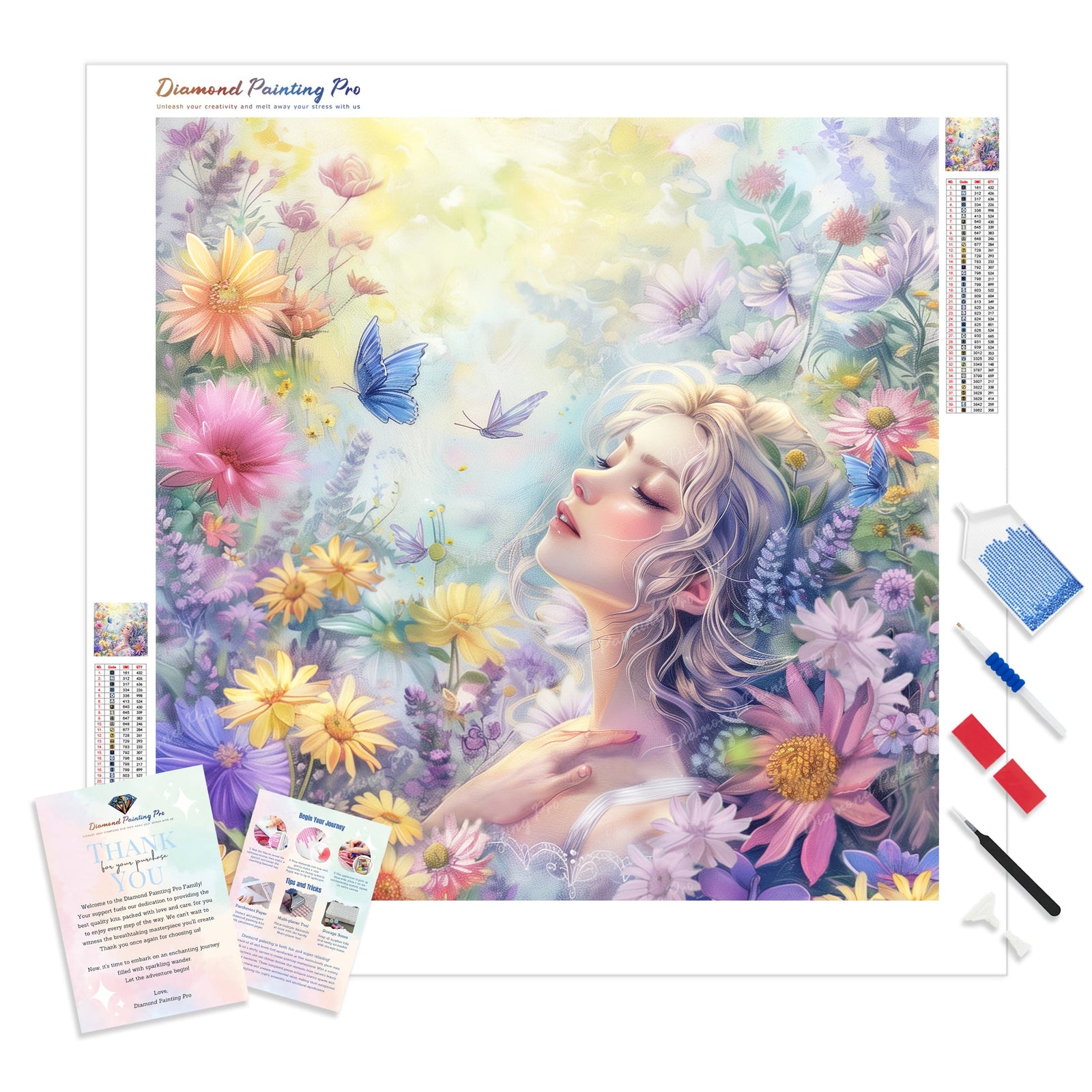 Spring Flower Haven | Diamond Painting Kit - Full Drill - Square or Round Diamonds with AB Drills Option