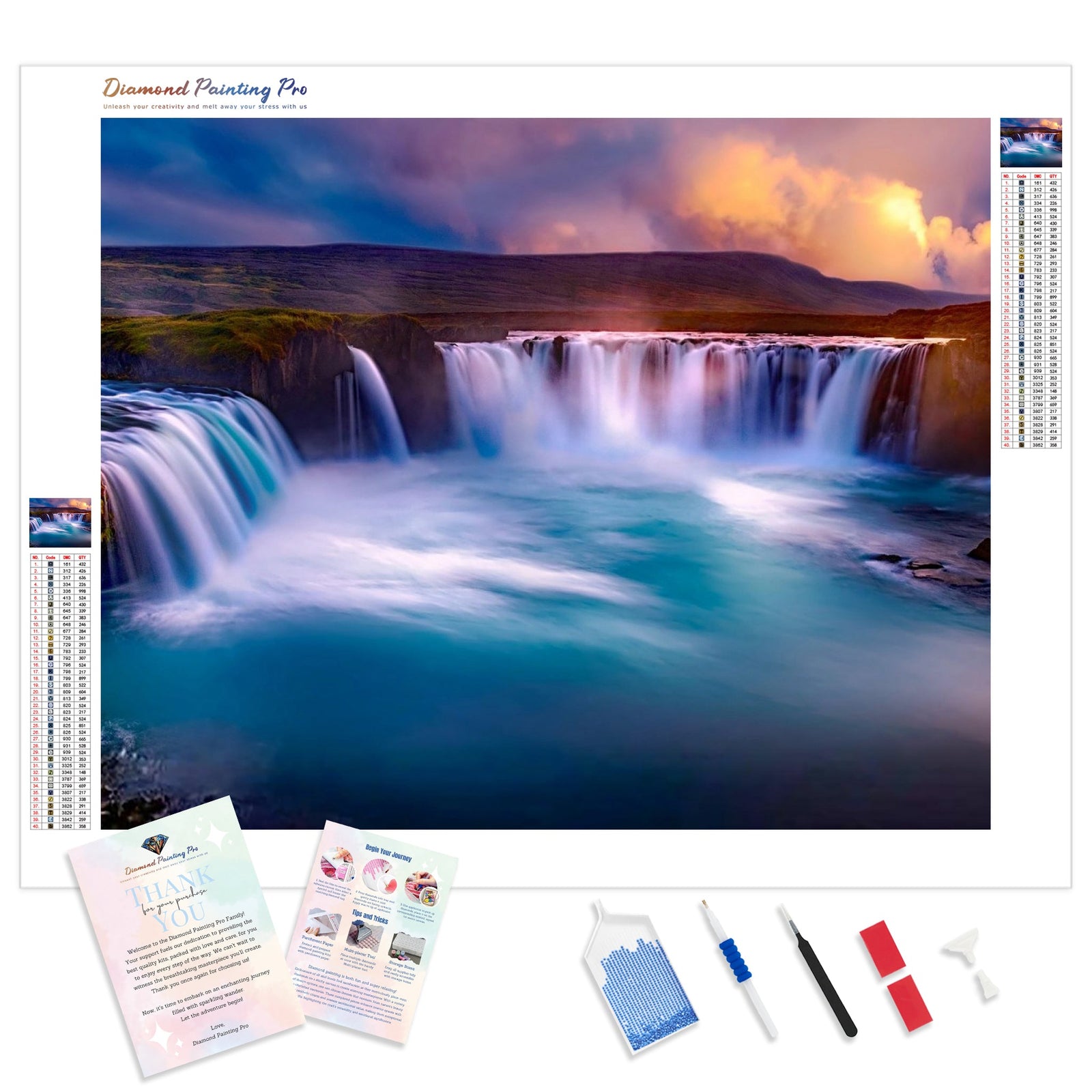 Chasing Waterfalls | Diamond Painting Kit - Full Drill - Square or Round Diamonds with AB Drills Option