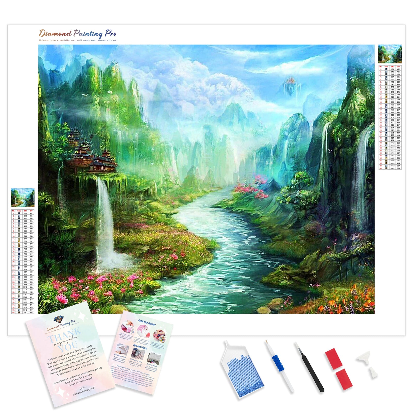 Flowing Water and Fall | Diamond Painting Kit - Full Drill - Square or Round Diamonds with AB Drills Option