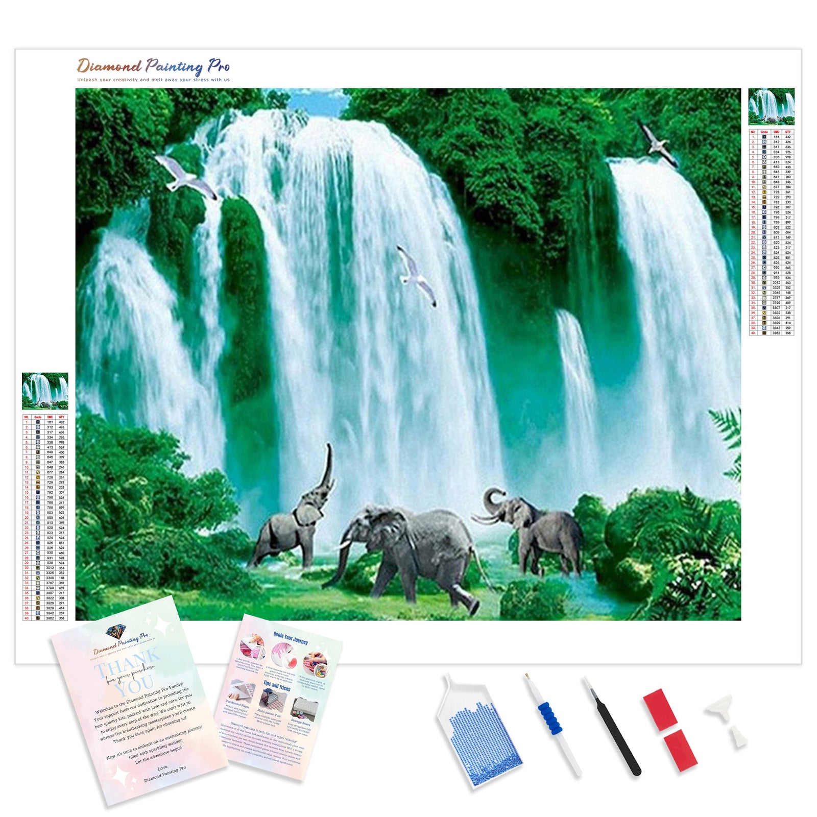 Lush Waterfalls | Diamond Painting Kit - Full Drill - Square or Round Diamonds with AB Drills Option