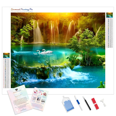 Cascading Waterfalls | Diamond Painting Kit - Full Drill - Square or Round Diamonds with AB Drills Option