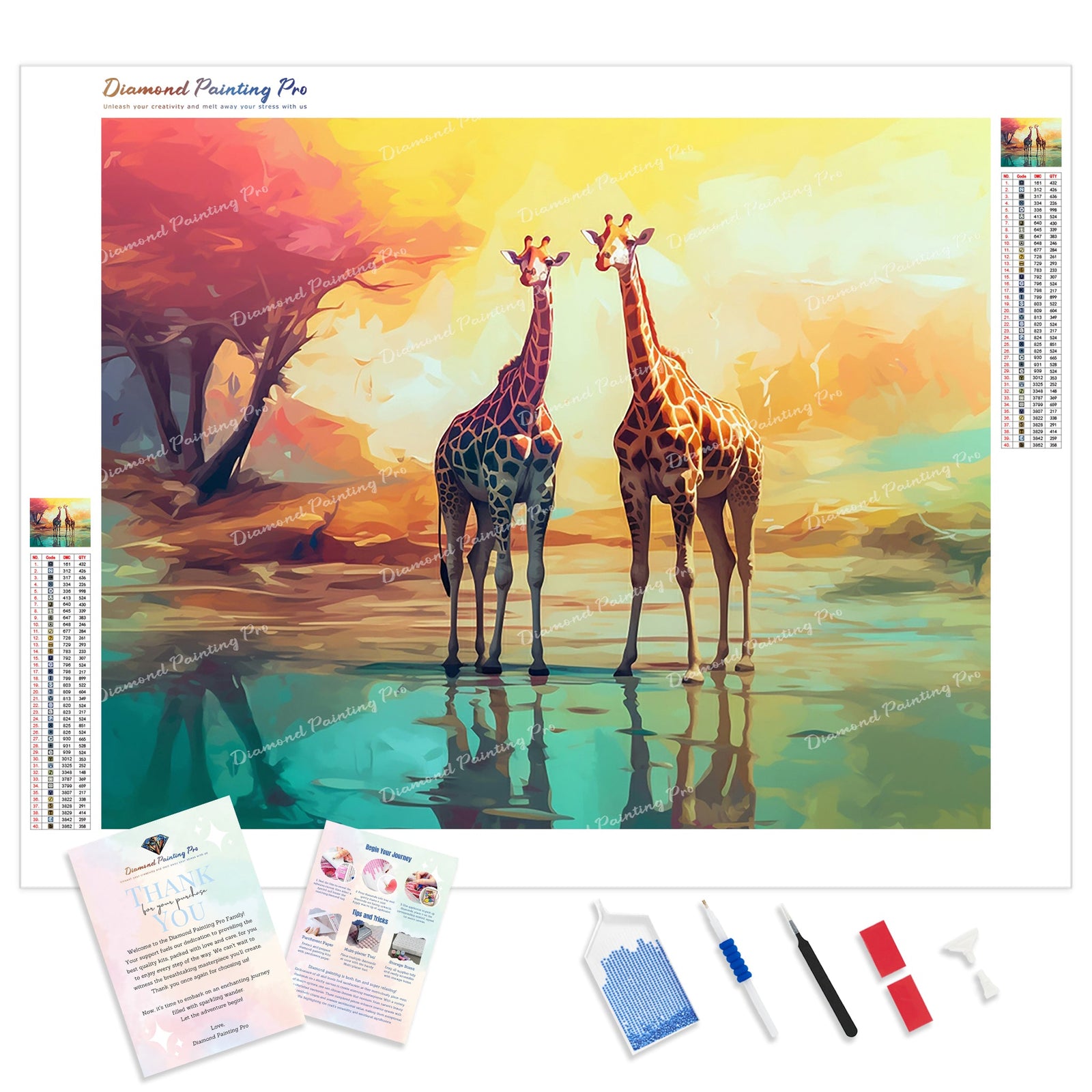 Graceful Giraffes | Diamond Painting Kit - Full Drill - Square or Round Diamonds with AB Drills Option