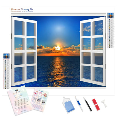 Ocean Window View | Diamond Painting Kit - Full Drill - Square or Round Diamonds with AB Drills Option