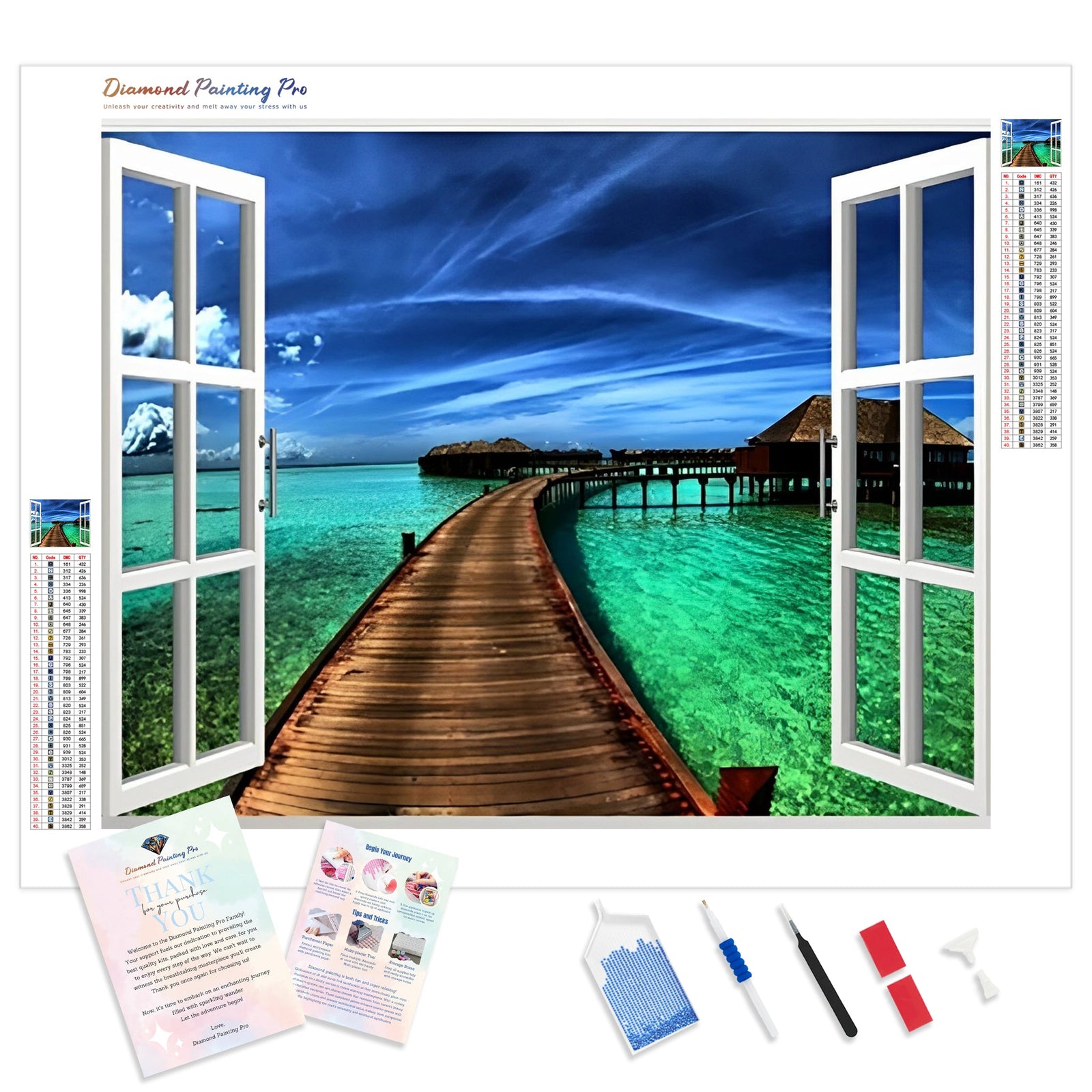 Dockside Window | Diamond Painting Kit - Full Drill - Square or Round Diamonds with AB Drills Option