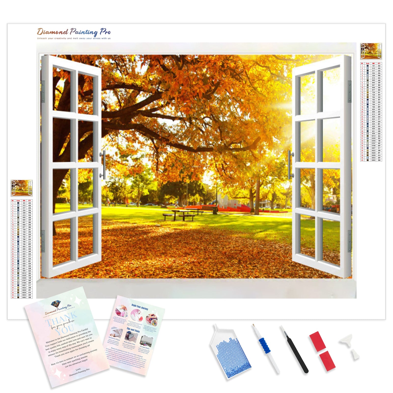 Autumn Window | Diamond Painting Kit - Full Drill - Square or Round Diamonds with AB Drills Option