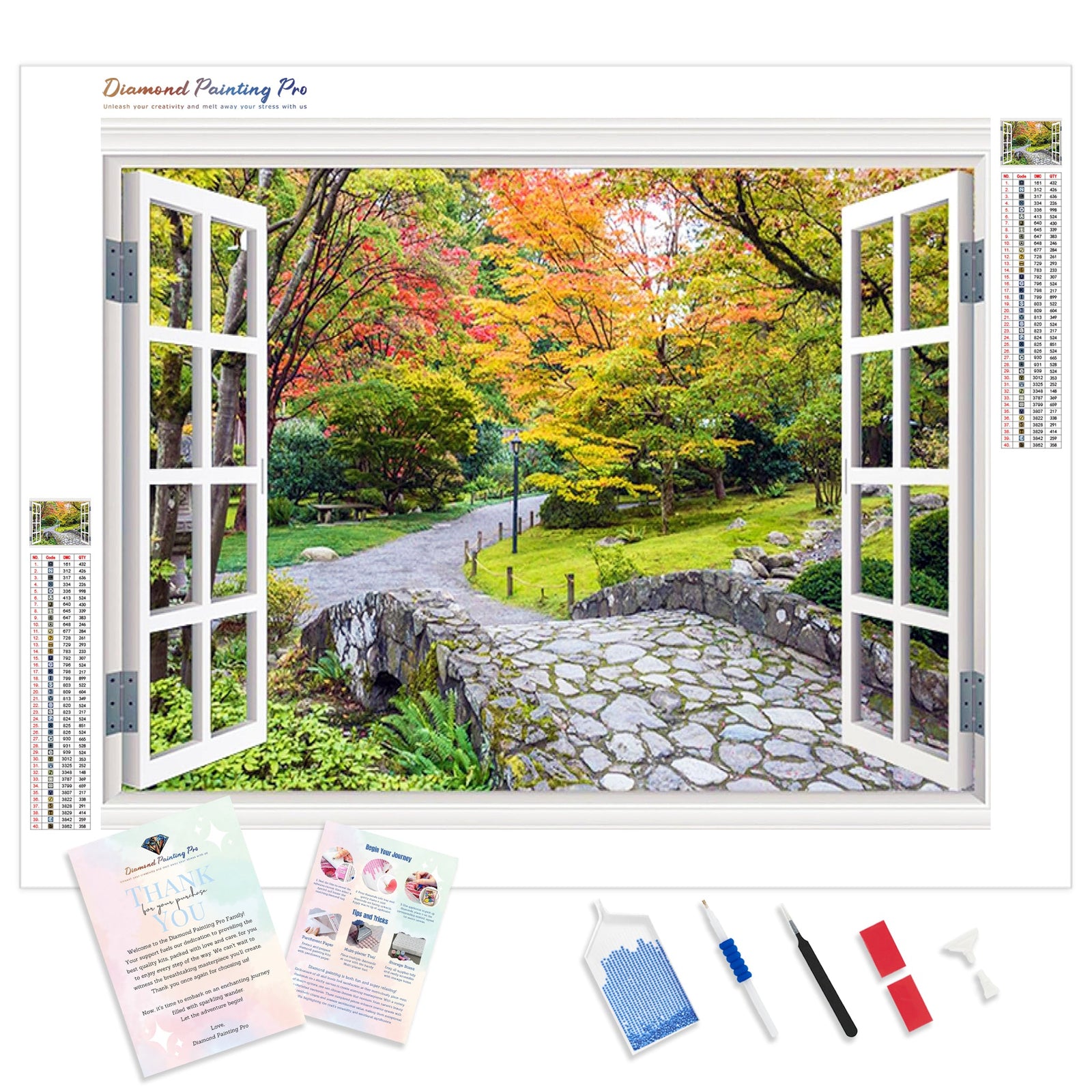 Window View of Park | Diamond Painting Kit - Full Drill - Square or Round Diamonds with AB Drills Option