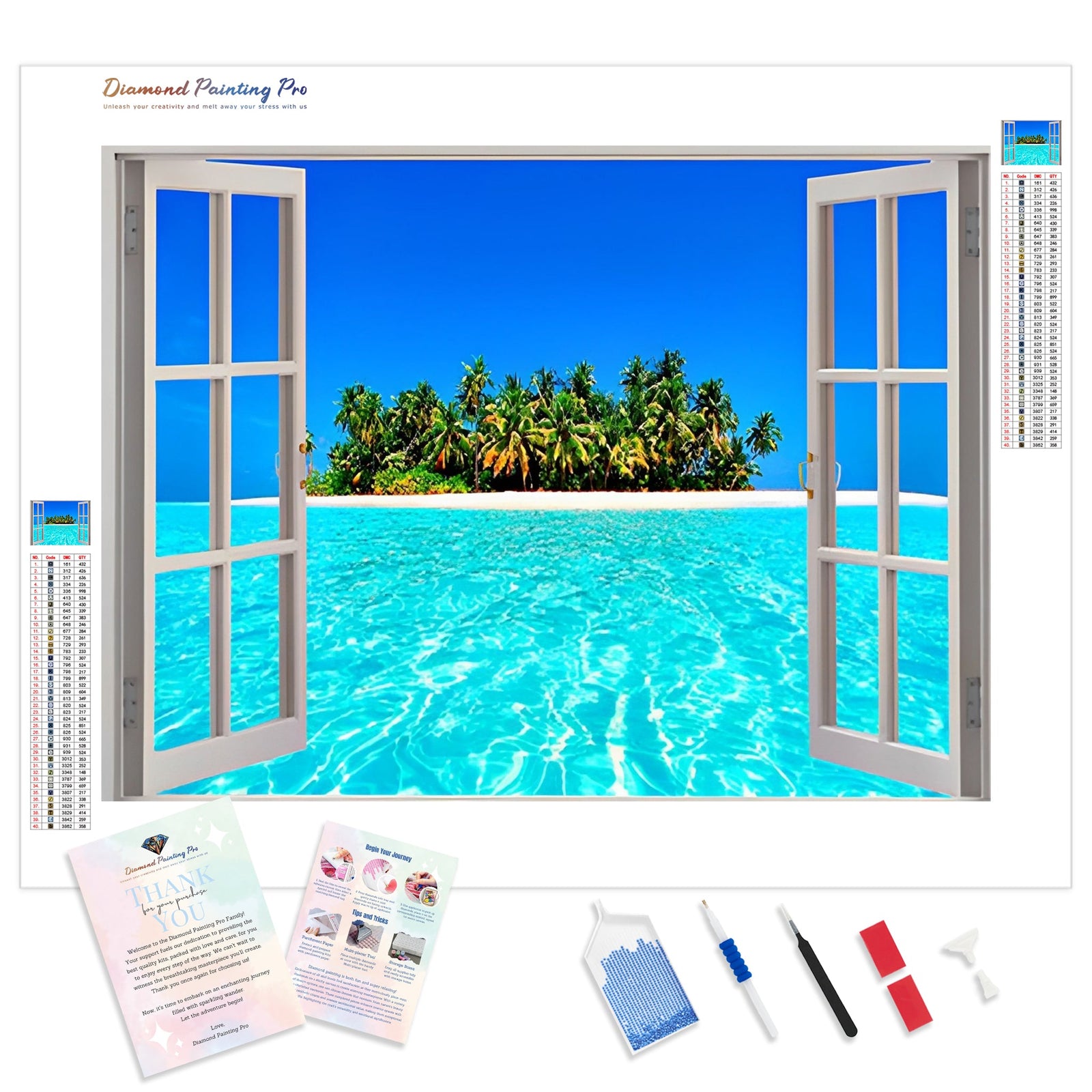 Island Window View | Diamond Painting Kit - Full Drill - Square or Round Diamonds with AB Drills Option