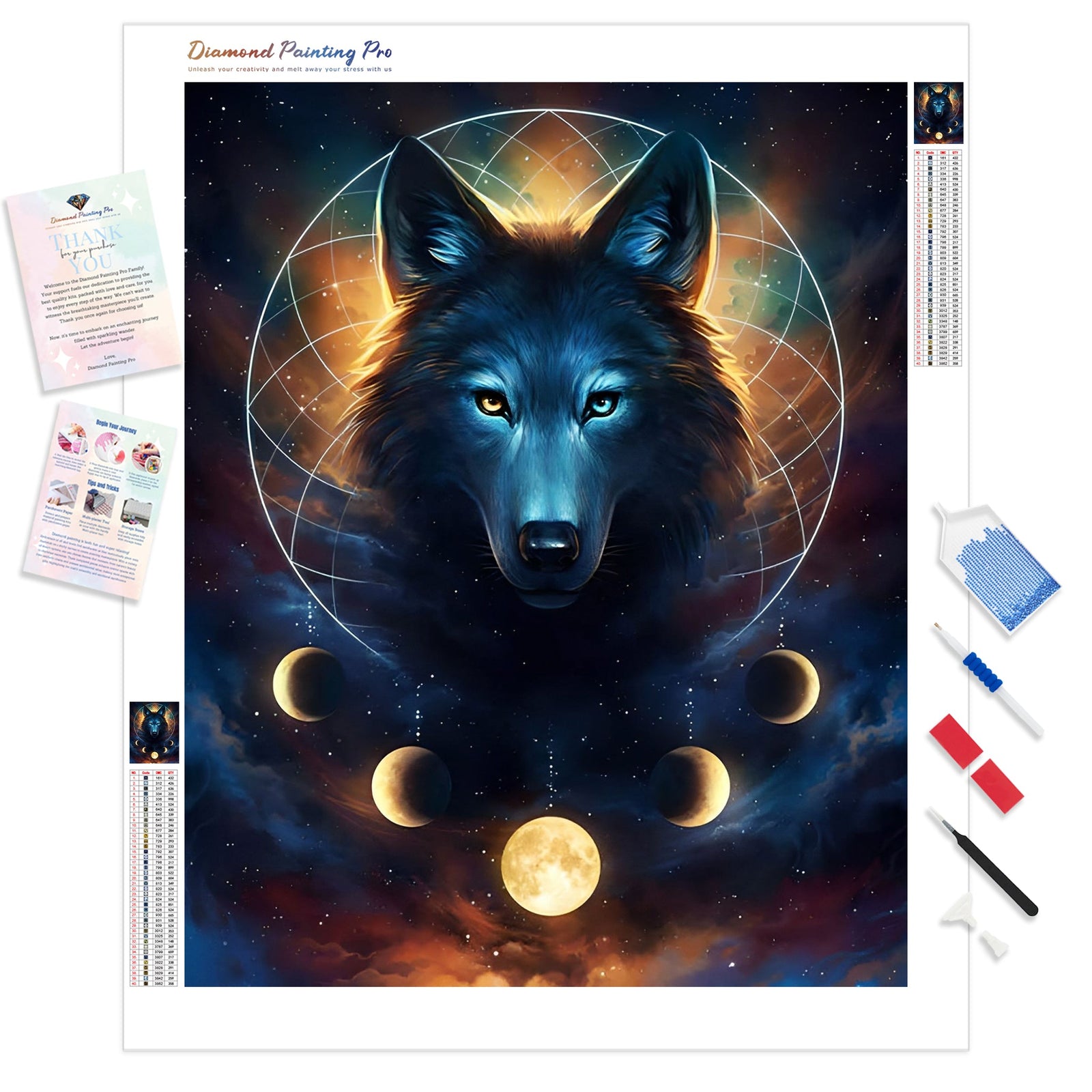 Black Wolf | Diamond Painting Kit - Full Drill - Square or Round Diamonds with AB Drills Option