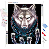 Grey Wolf Dream Catcher | Diamond Painting