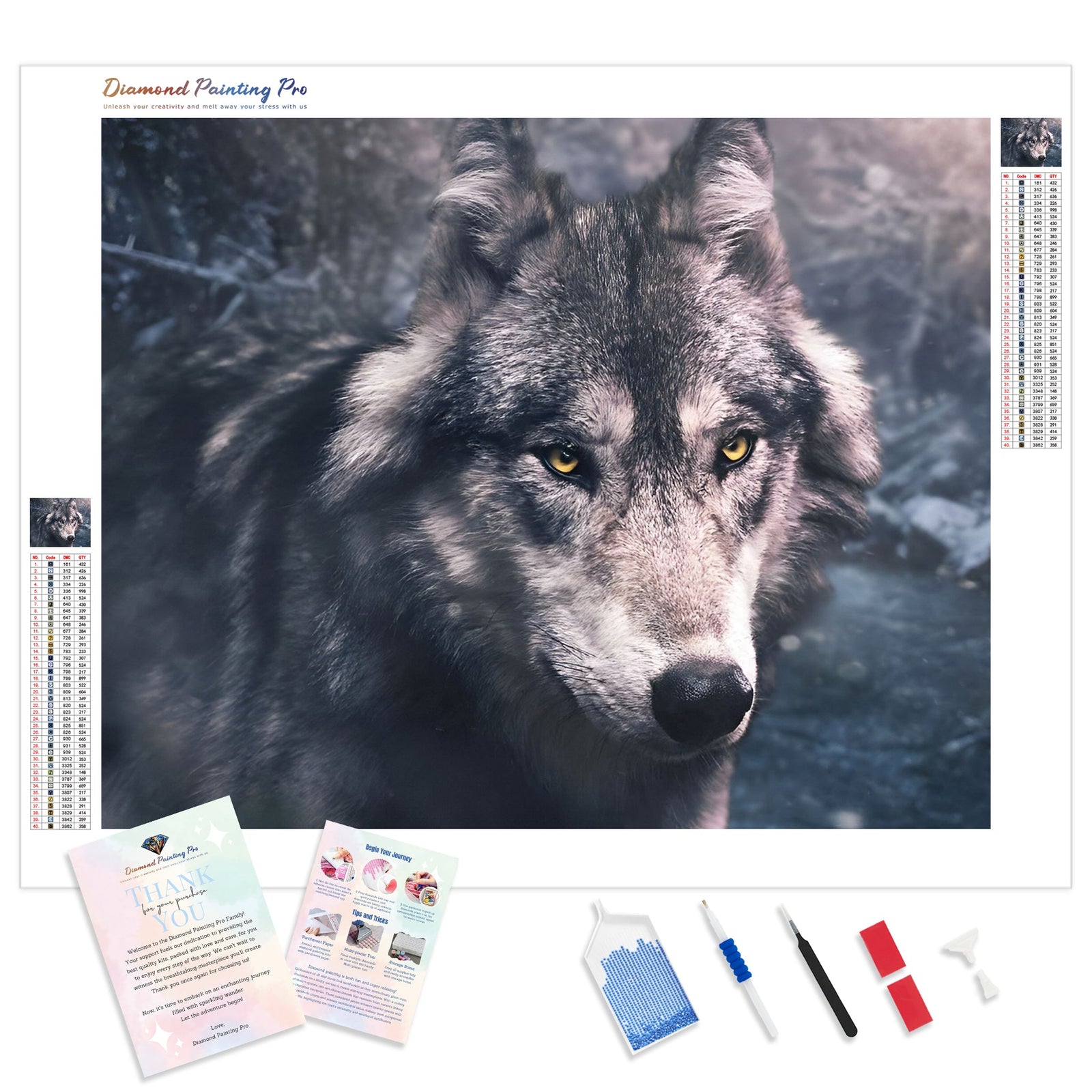 Handsome Wolf | Diamond Painting Kit - Full Drill - Square or Round Diamonds with AB Drills Option