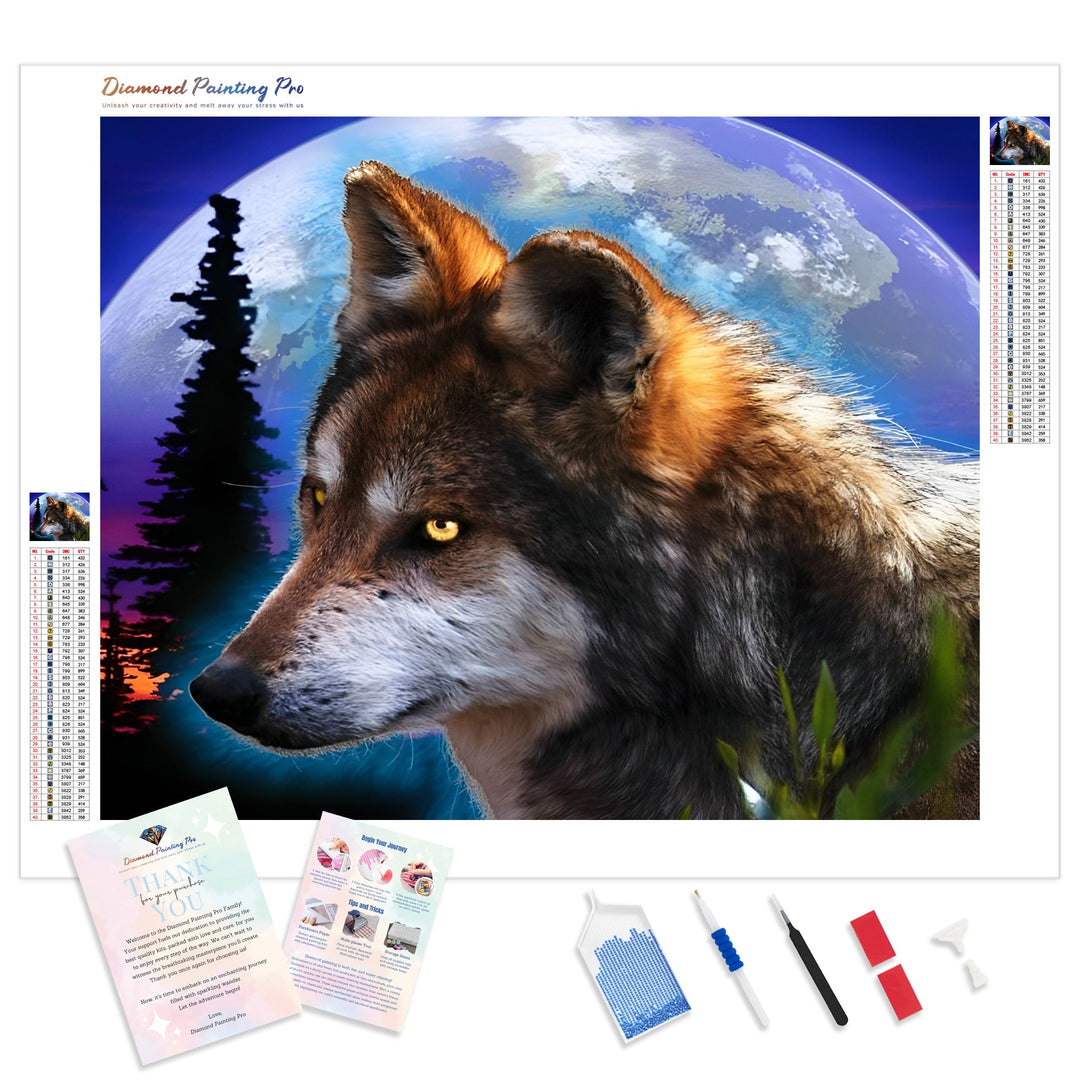 Neon Wolf | Diamond Painting Kit - Full Drill - Square or Round Diamonds with AB Drills Option