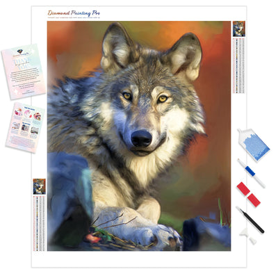 Wolf Close-up| Diamond Painting Kit - Full Drill - Square or Round Diamonds with AB Drills Option