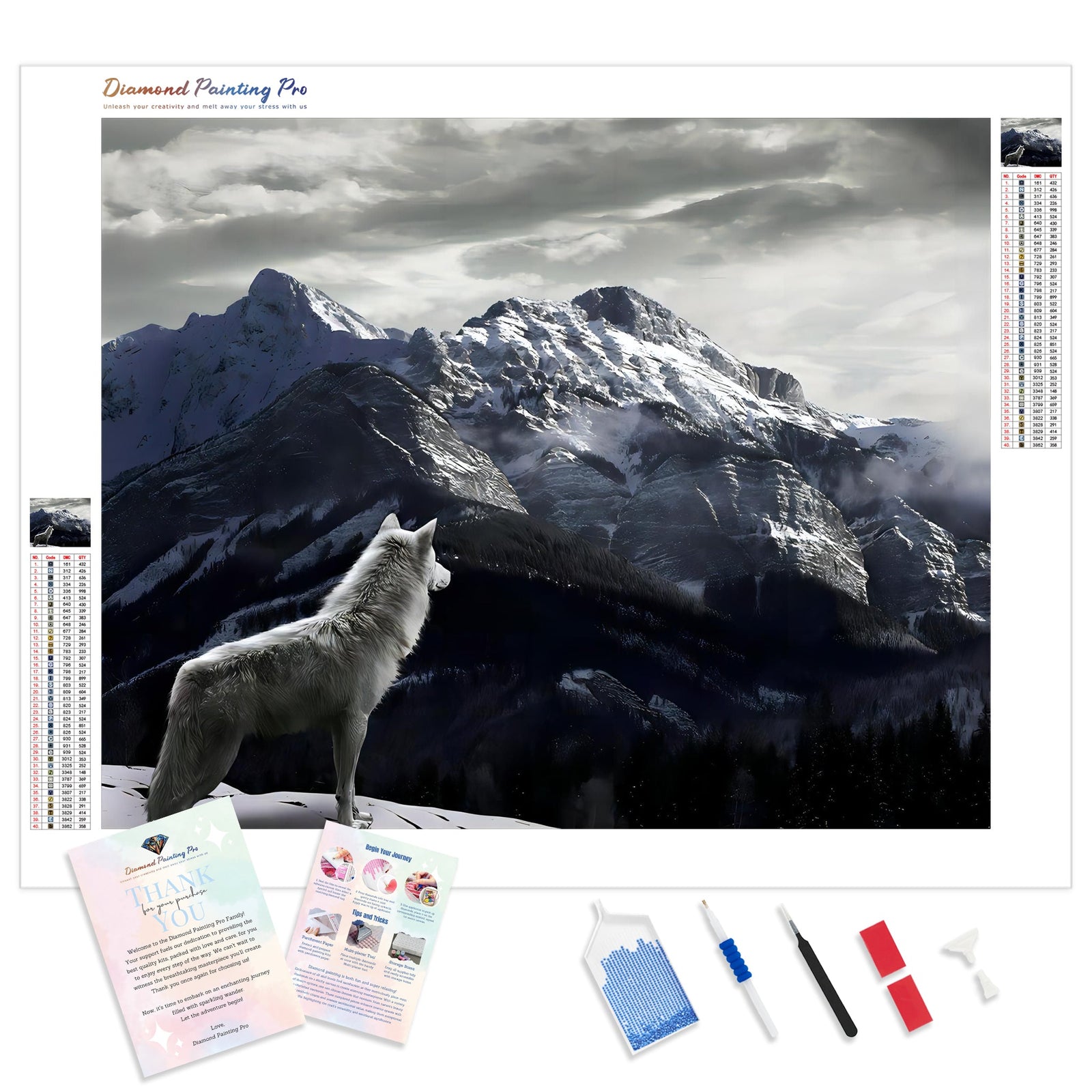 White Wolf Mountain | Diamond Painting Kit - Full Drill - Square or Round Diamonds with AB Drills Option