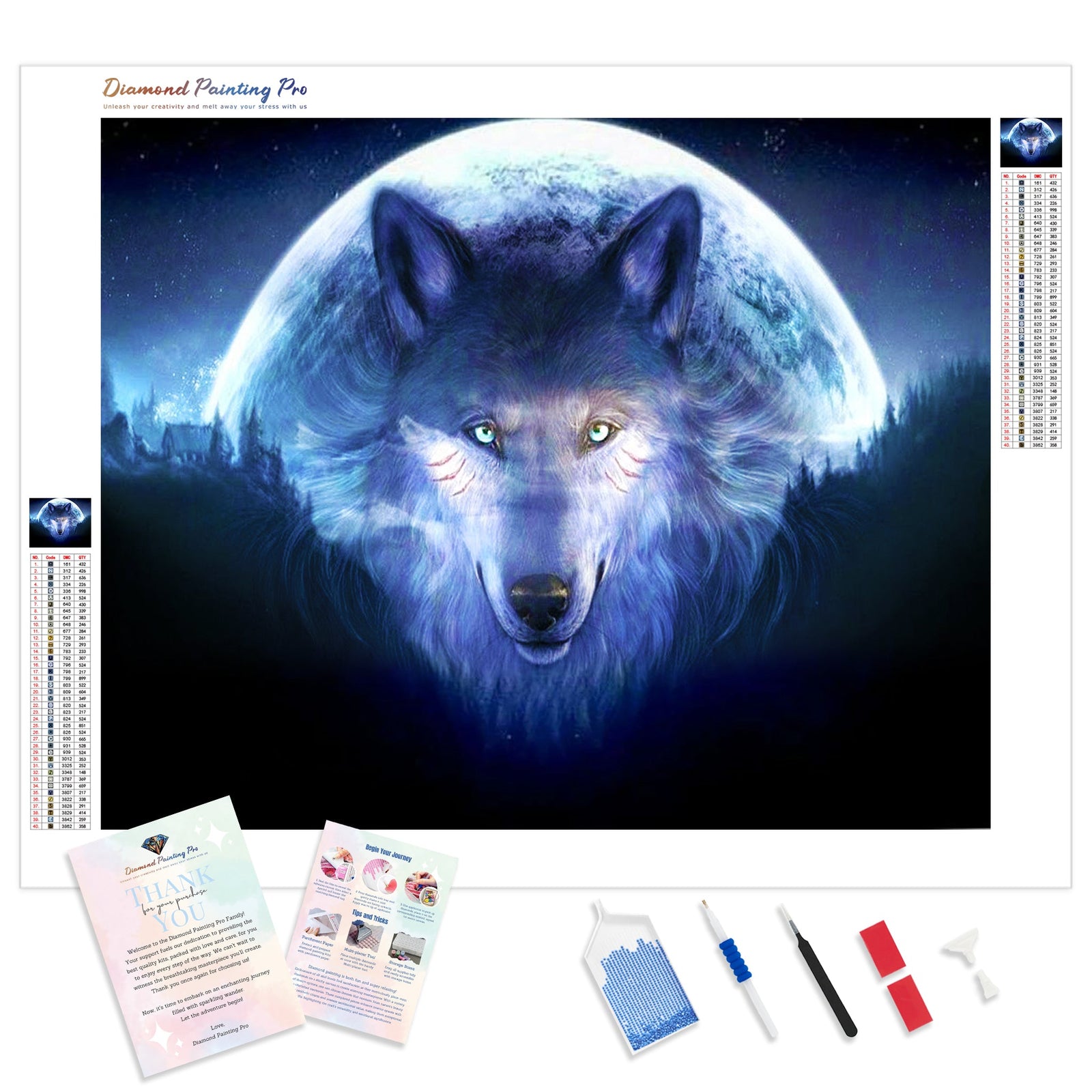 Wolf Moon | Diamond Painting Kit - Full Drill - Square or Round Diamonds with AB Drills Option