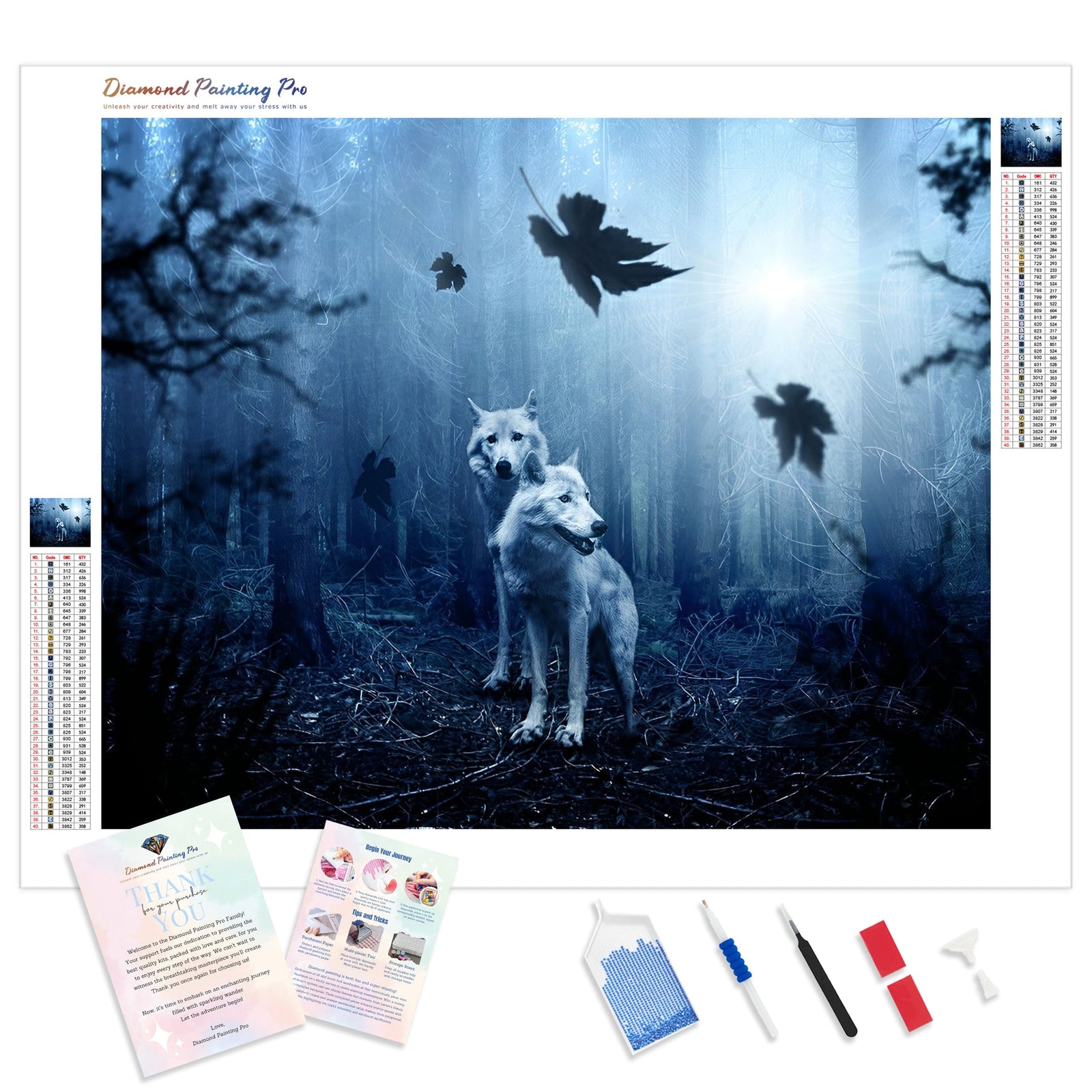 Wolves Deep Forest | Diamond Painting Kit - Full Drill - Square or Round Diamonds with AB Drills Option