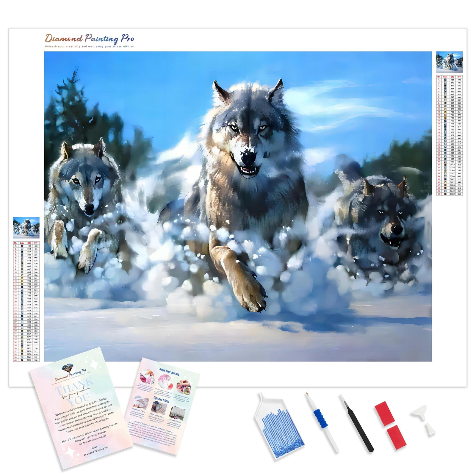 Wolf Pack | Diamond Painting Kit - Full Drill - Square or Round Diamonds with AB Drills Option