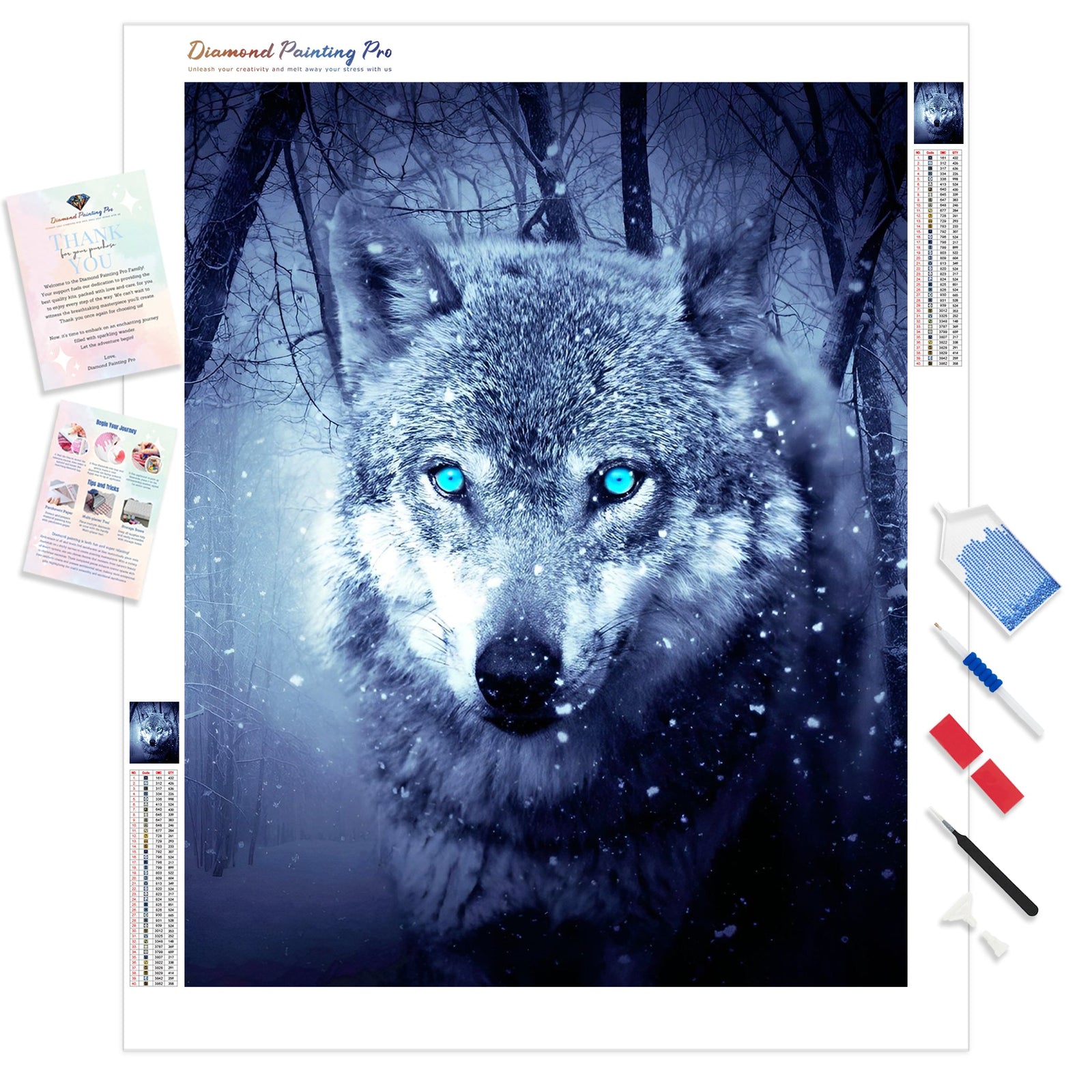 Arctic Snow Wolf | Diamond Painting Kit - Full Drill - Square or Round Diamonds with AB Drills Option