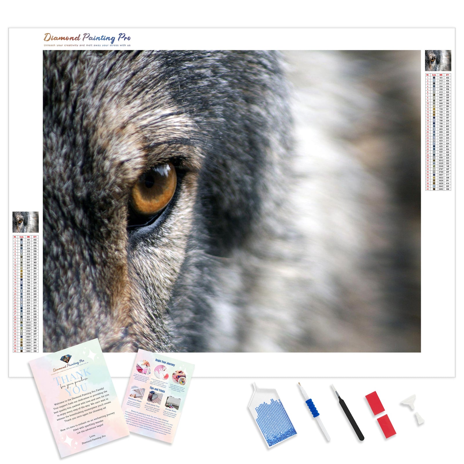 Wolf Eye | Diamond Painting Kit - Full Drill - Square or Round Diamonds with AB Drills Option