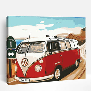 Vintage Red Bus | Paint By Numbers