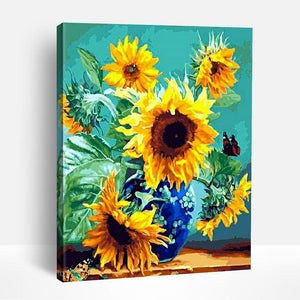 Radiant Sunflowers in Vase | Paint By Numbers