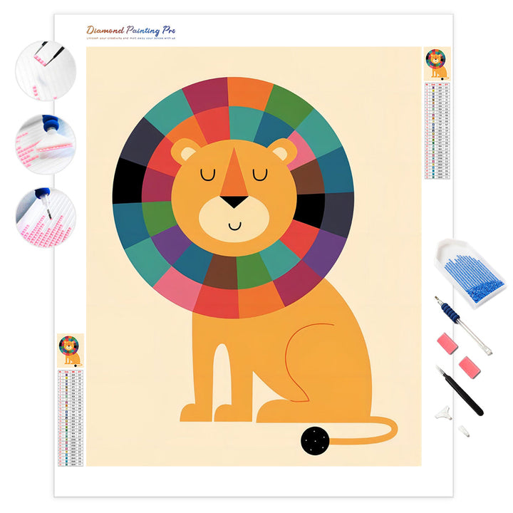 Lion's Rainbow Mane | Diamond Painting