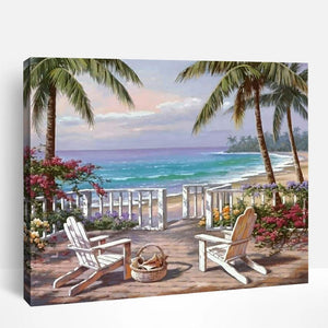 Beach Chair with Coastal View | Paint By Numbers