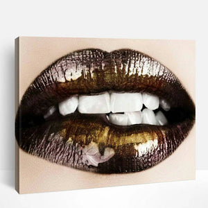 Black & Gold Lips | Paint By Numbers