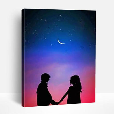 Couple under Moon Silhouette | Paint By Numbers