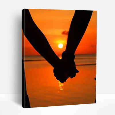 Holding Hands Sunset Silhouette | Paint By Numbers