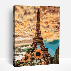 Eiffel Tower and Sunflowers | Paint By Numbers