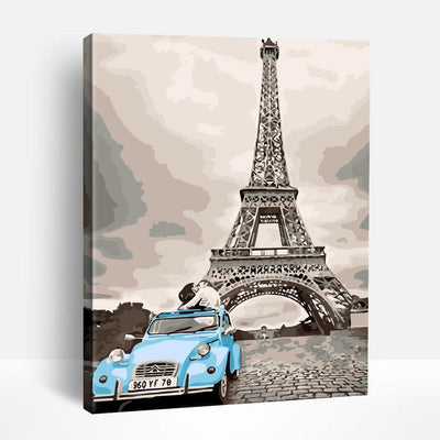 Car and Eiffel Tower | Paint By Numbers