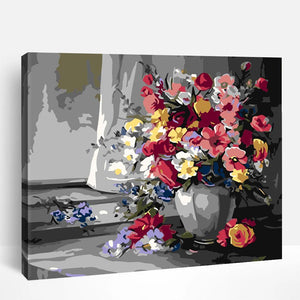 Flower Near Curtains | Paint By Numbers