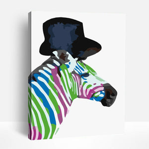 Colorful Zebra with Tophat | Paint By Numbers