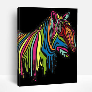 Colorful Zebra on Black | Paint By Numbers