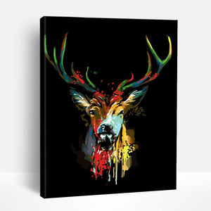 Colorful Deer on Black | Paint By Numbers