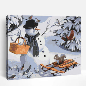 Snowman and Sleigh | Paint By Numbers