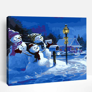 Snowman at Christmas Eve | Paint By Numbers