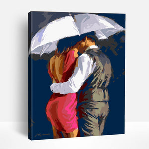 Couple Kissing in the Rain | Paint By Numbers